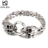 6mm king chain skull bracelet men stainless steel punk jewelry