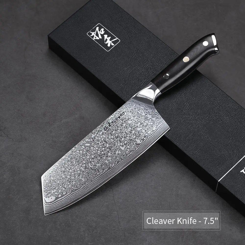 TURWHO 7,5 ''профессиональный нож мясника японский дамасский стальной нож очень острый разделочный нож кухонный поварской нож шеф-повара - Цвет: Cleaver