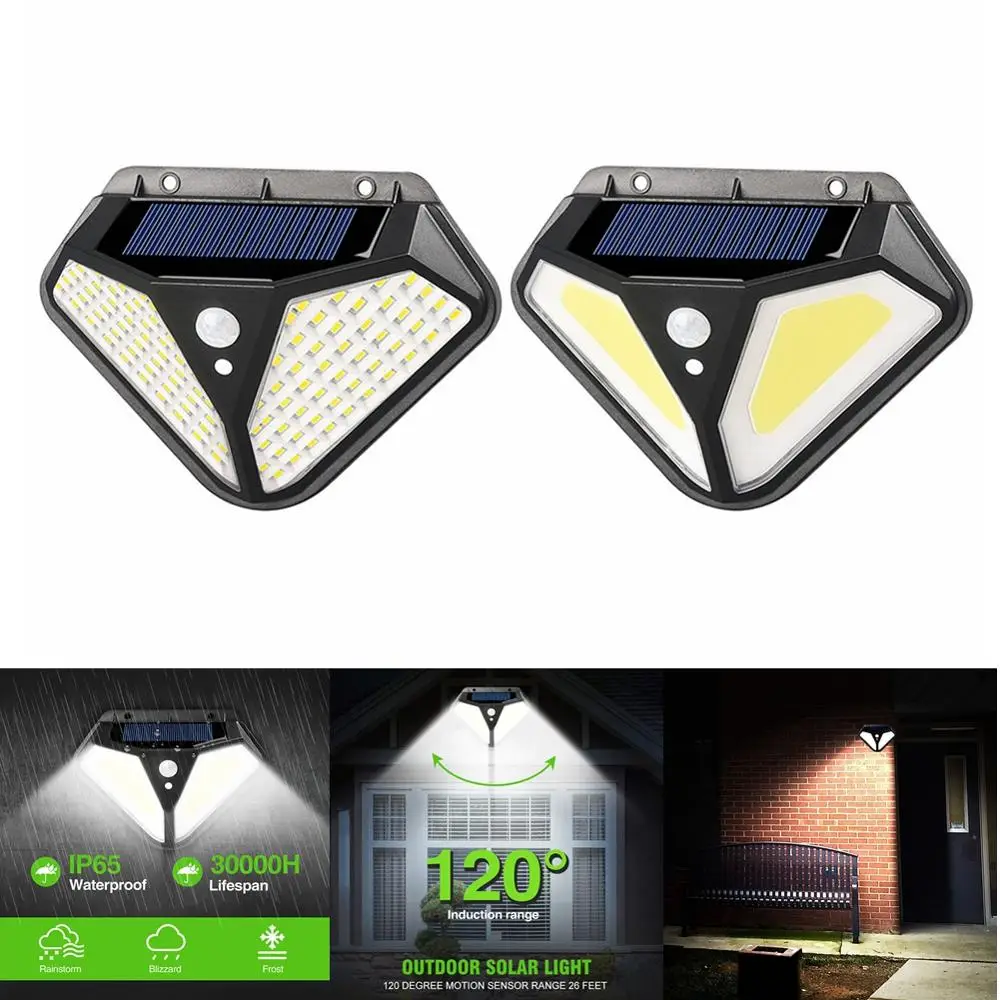 

102/50COB Solar Lamp LED 3 Modes 1500lm PIR Motion Sensor Solar Powered Light Waterproof Outdoor Garden Street Wall Decor Lamp