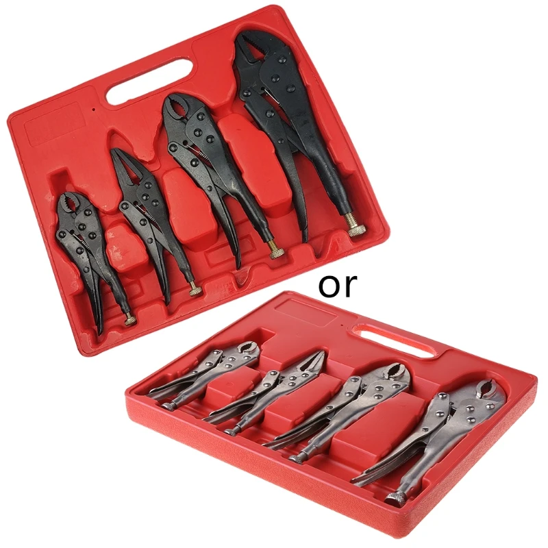

4Pcs/Set Hand Jaw Pliers Locking Vise Grip 5"/7"Curved Jaw Locking Pliers 6.5"Long Nose 10“Stright Pliers 896B