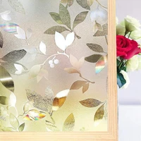 2 meter stained decorative window self adhesive film static cling privacy glass sticker no glue 3d rainbow leaf effect for home