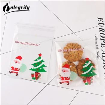 {D& P 100pcs 10X10+ 3 см Рождество печенья конфеты упаковки хлеба самоклеящаяся Пластик печенье закуски выпечка посылка милые сумки через плечо - Цвет: CUTE 19