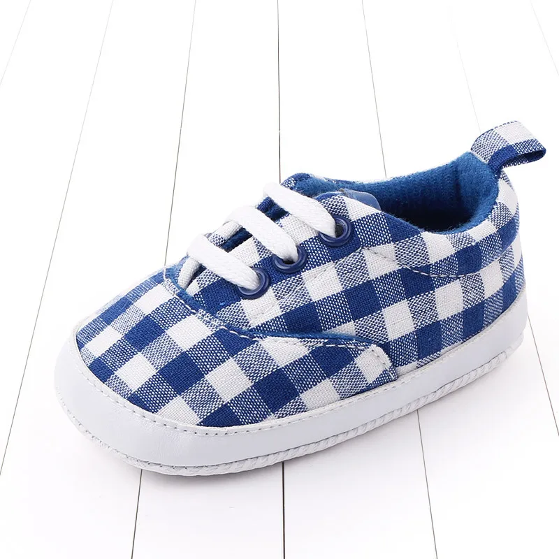 

2020 Fashion Baby Soft Sole Crib Shoes Infant Boy Girl Plaids First Walker Toddler Anti-Slip 0-18 Months Grid Kids shoes SH20008