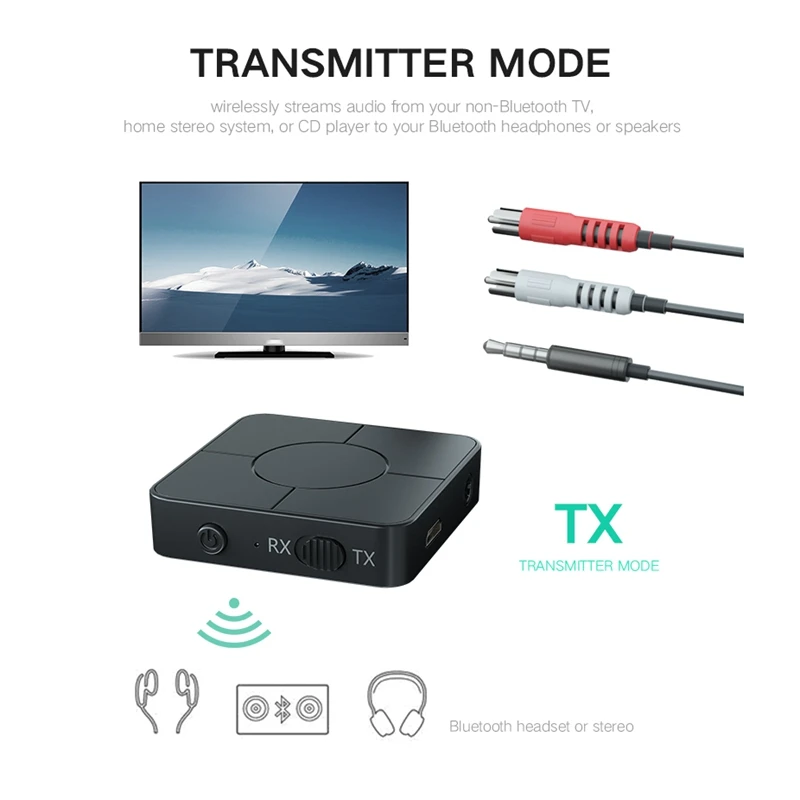 

KN326 Bluetooth Receiver,5.0 Bluetooth Audio Receiver Adapter Transmitter 2 in 1 Hands-Free Call,for Home Office