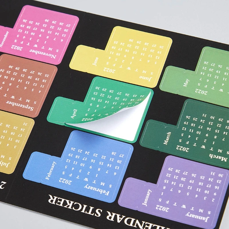 Индекс календаря 2022 вкладки цветные ежемесячные этикетки наклейки супер клейкие