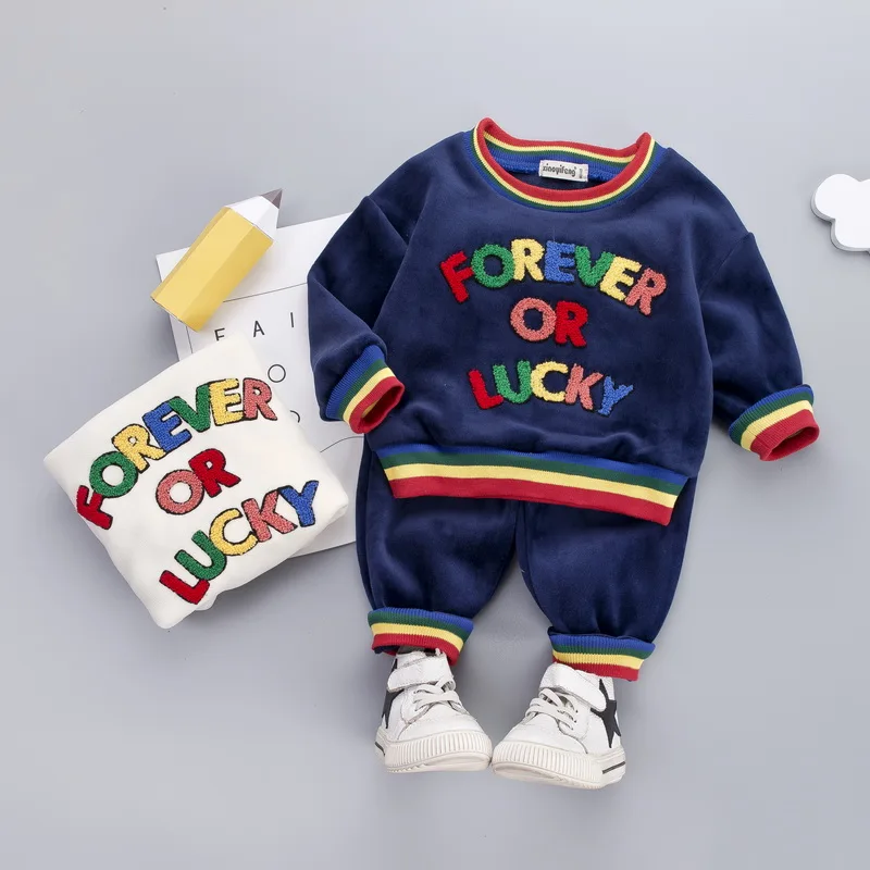 Детское бархатное платье детская зимняя одежда спортивный костюм с цветными