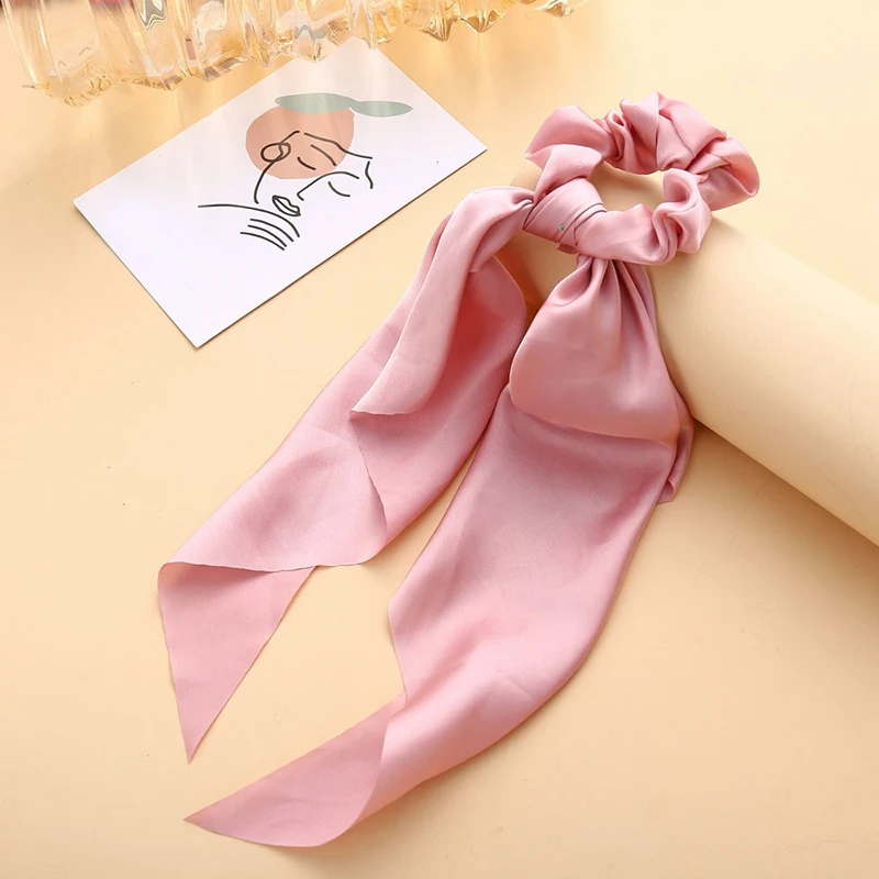 

Satin Rabbit Ears Candy Color Hair Scrunchie Bows Ponytail Holder Hairband Bow Knot Scrunchy Girls Hair Ties Hair Accessories