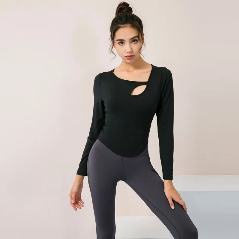 

Женские спортивные рубашки для фитнеса и йоги с нагрудной подушкой и длинными рукавами, облегающая Сексуальная Спортивная одежда, повседне...