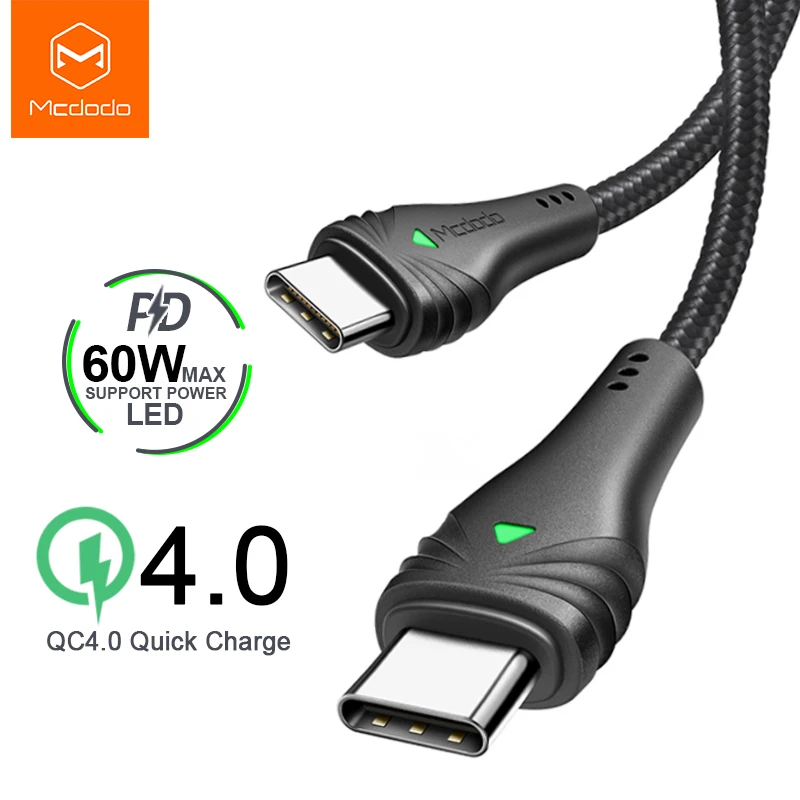 Mcdodo 60 Вт PD usb type C к USB C кабель для передачи данных для samsung S9 huawei Xiaomi ноутбук macbook Pro Телефон быстрая зарядка QC4.0 шнур