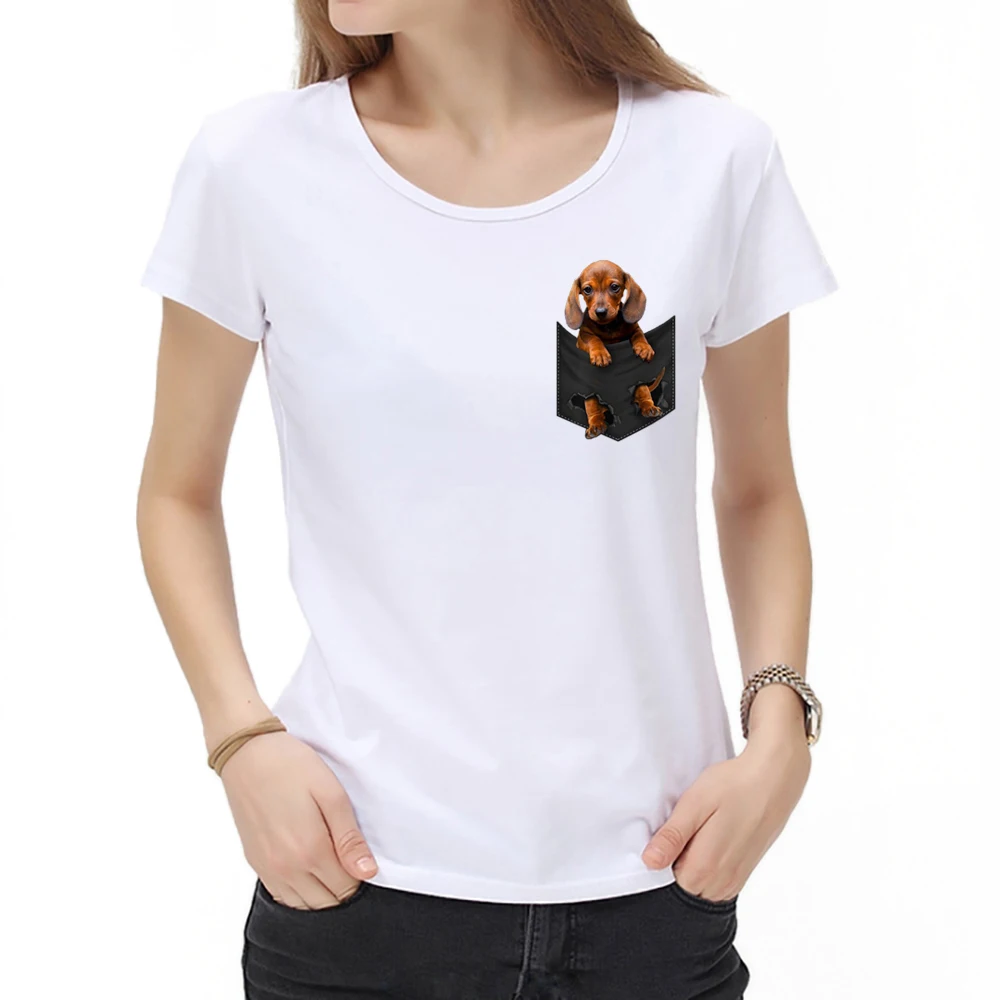 Новая летняя забавная женская футболка с коротким рукавом и принтом таксы в