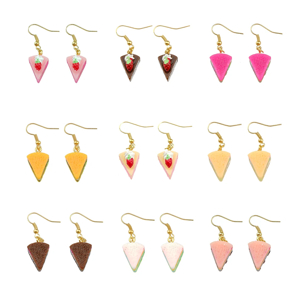 

Креативные серьги для женщин, висячие серьги из смолы в виде клубничного торта, детские ювелирные изделия ручной работы, подарки DIY