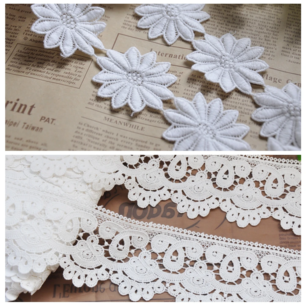

Delicate Flowers Lace Trim Off White 5 Yards 7.5CM, 5CM