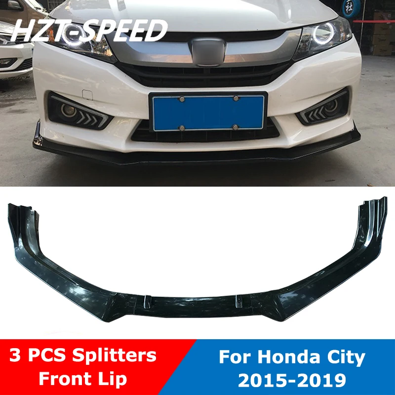 Спойлер для переднего бампера черный ABS 3 шт. Honda City комплект кузова легковых