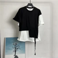 mens short sleeve t shirt summer new double color round collar fashion large size personality stitching false two t shirts