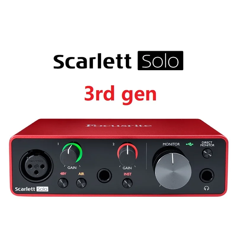

Newest Focusrite Scarlett Solo (3rd gen) USB Audio Interface Sound Card 24-Bit/192KHz AD-Converters For Recording Mic Guitar