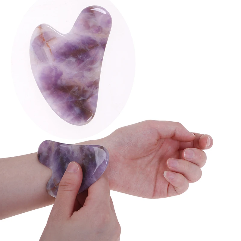 

Purple Quartz Jade Guasha Board Natural Stone Scraper Chinese Gua Sha Tools For Face Neck Back Body Acupuncture Pressure Therapy