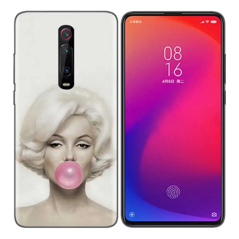 Коричневый Черный мягкий силиконовый чехол-сумка для Xiaomi mi 9T CC9 Red mi 4 4X5 6 6A 7 7A Note Plus K20 Pro F1 Tampa Fall Marilyn Monroe t - Цвет: Коричневый