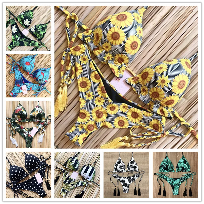 

2020 printed bikini new strap swimsuit