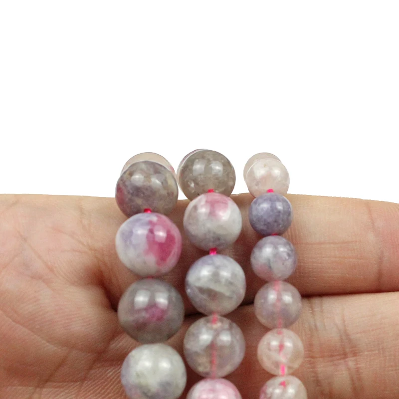 Круглые Бусины Из Натурального Розового турмалина каменные бусины-разделители 6