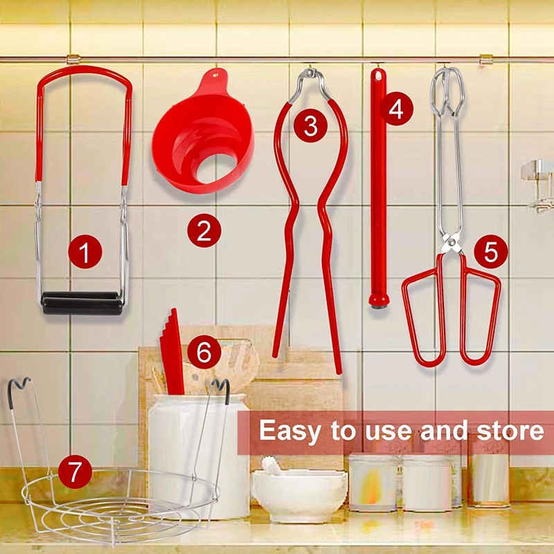

7Pcs Canning Kit Include Steamer Rack, Lid Lifter/Bubble Remover Tool