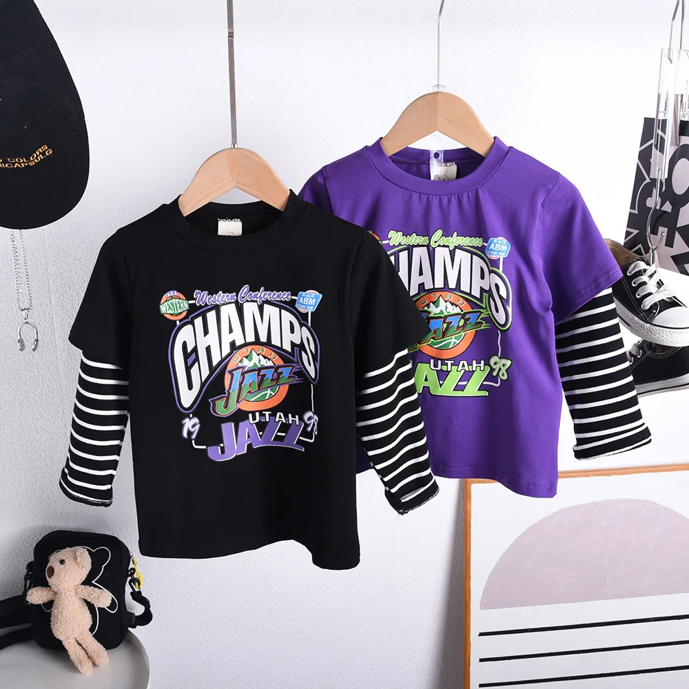 

Novelty Patchwork Long Sleeve Children T-Shirts Cotton Boys T Shirt Kids TShirt Autumn Kids Girls Tops 2-7Years Children Clothes