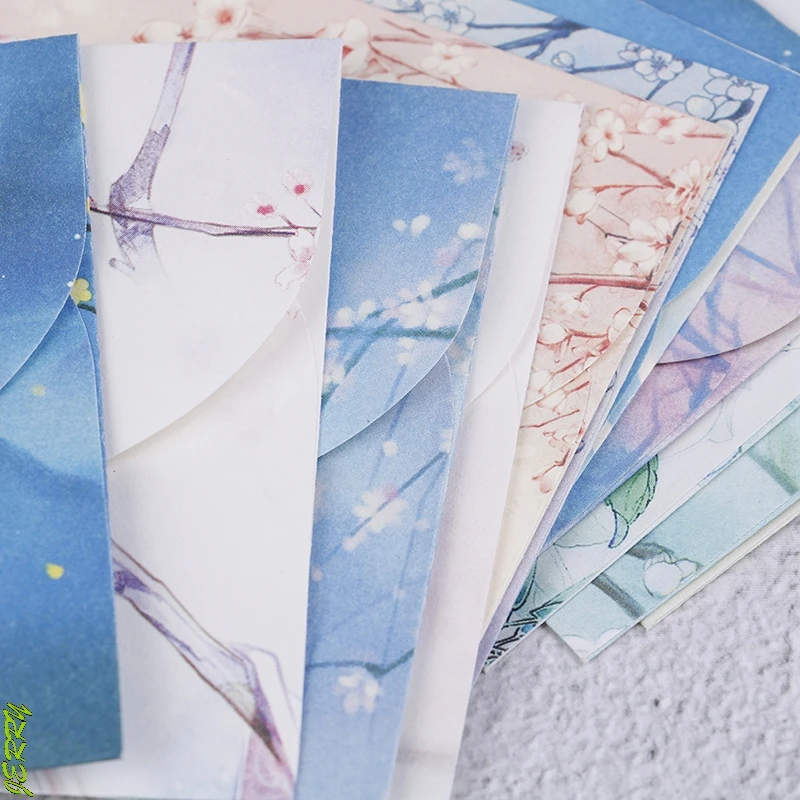 

New 10 Sets Of Cute Chinese Retro Style Flower Envelope Letter Paper Letter Paper Postcard Card Scrapbook