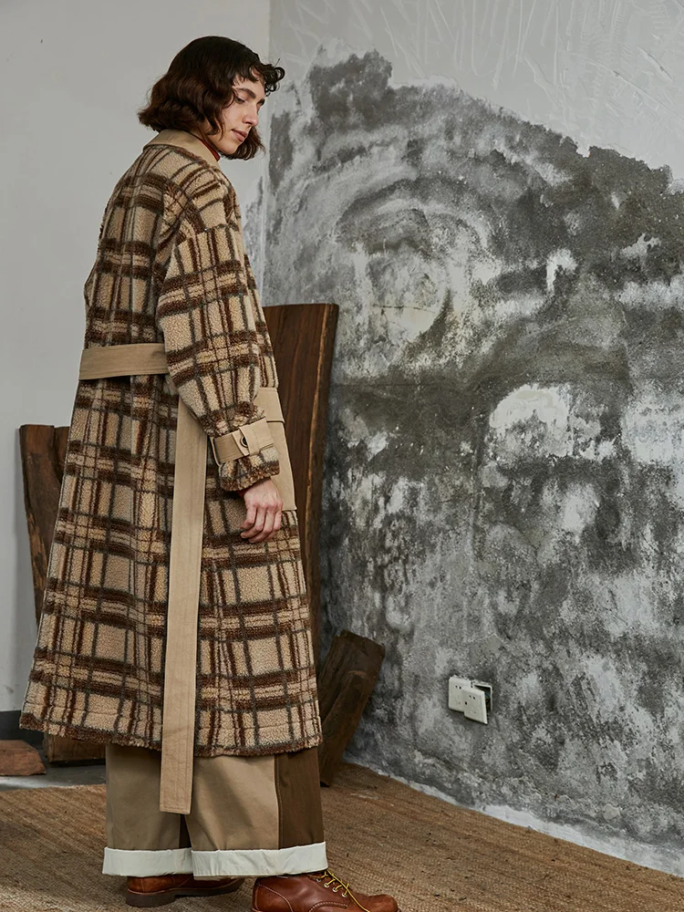 IRINACH51 Fall Winter 2019 New Collection long plaid berber fleece wool coat women | Женская одежда