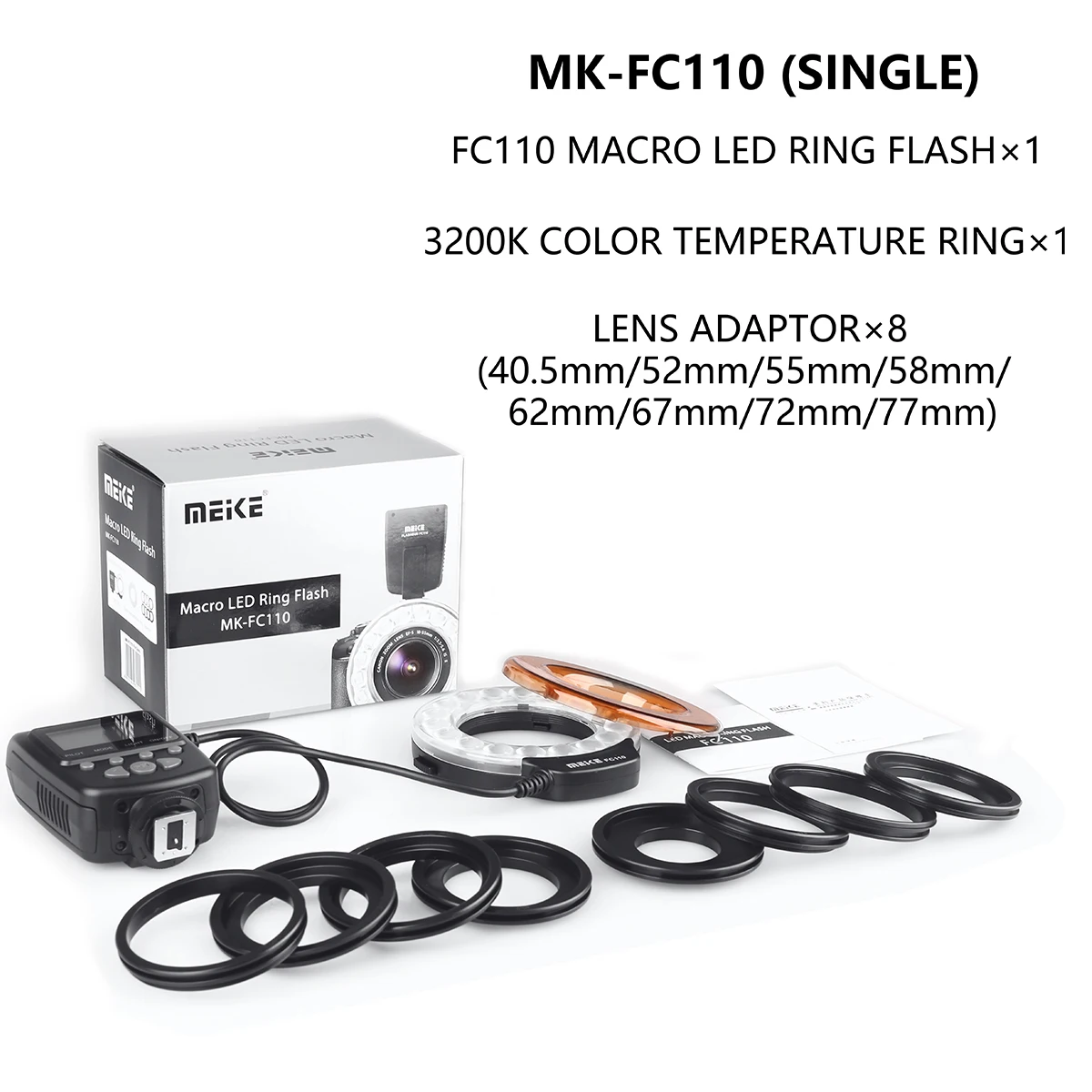 Meike FC 110 FC110 светодиодный Кольцевая вспышка для макросъемки светильник Nikon D500 D5 D7500