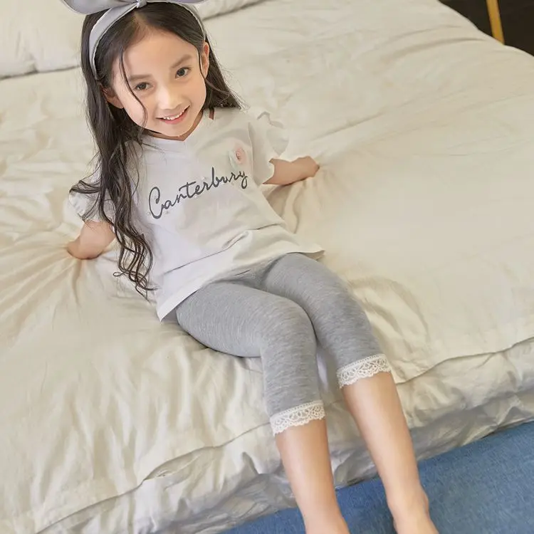 Famli/Детские для девочек партиями по 7 Цвета кружевные леггинсы из хлопка