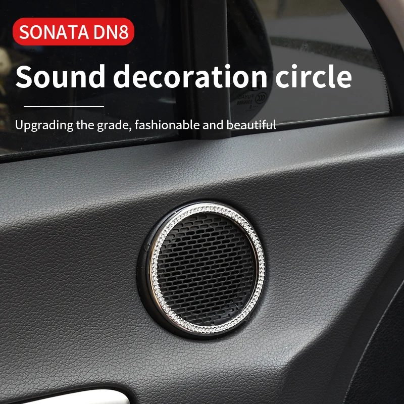 

for Hyundai Sonata DN8 2020 2021 Accessories 3D Metal Interior Decoration Horn Inlaid Diamond Decoration Sticker Bright Circle