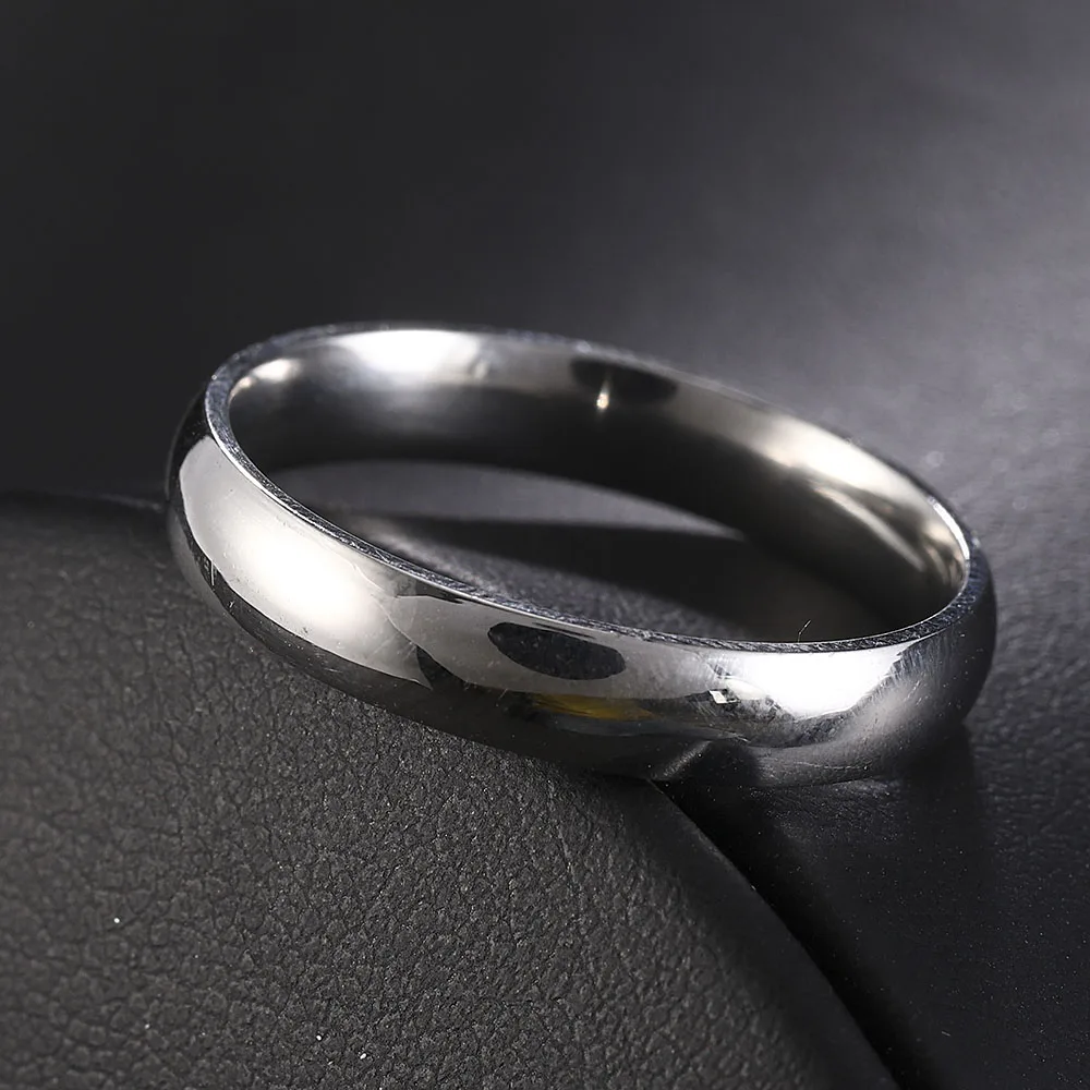 

Stainless Steel Rings Silver Color Smooth Simple Statement Custom Wedding Couples Wedding Ring Woman Man Fashion Jewelry new