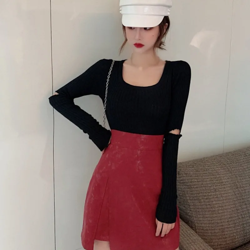 

Simple Knitted Sweater Women Temperament Elastic Wild Slim Bottoming Shirt Autumn Winter Knitwear Fashion Round Neck Jumpers