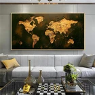 Постеры и принты с картой мира, HD печатная винтажная Золотая карта, настенные художественные картины на холсте для дома, гостиной, декоративные картины