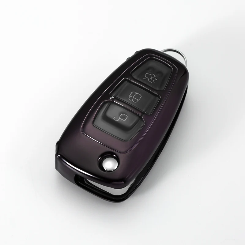 Полный Чехол мягкий TPU чехол для ключей автомобиля для Ford Ranger C-Max S-Max Focus Galaxy Mondeo Transit Tourneo Заказные Аксессуары для автомобилей - Название цвета: E-black