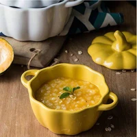 ceramic cute pumpkin bowl with lid home creative rice western dessert fruit bowl