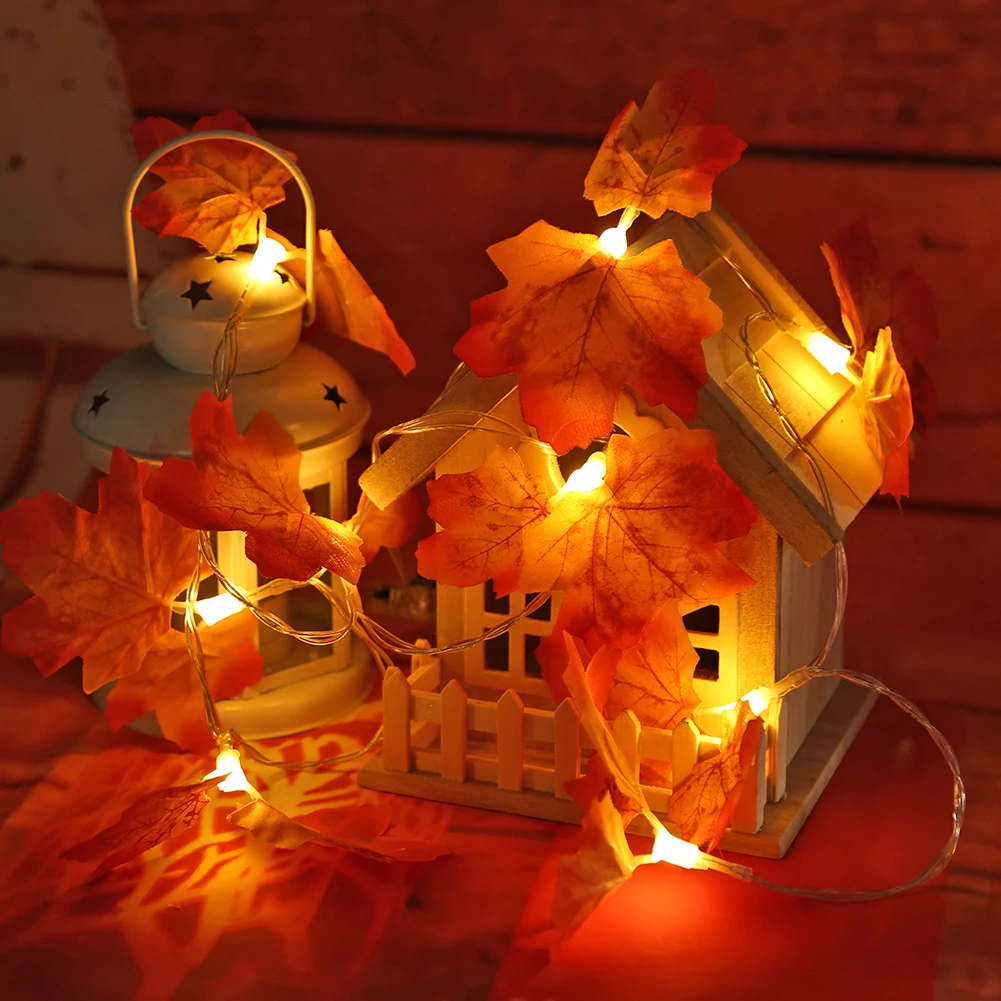 

Garland LED String Maple Leaf Lights 2m 10LED Christmas Decor Battery Operated for Cafe Restaurant Exquisite Ornaments