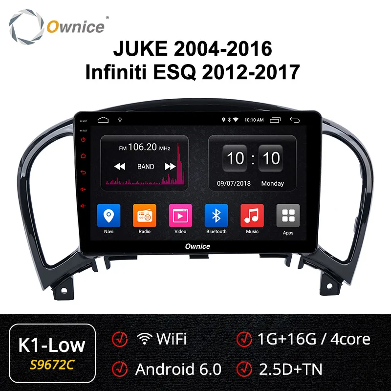 Ownice Android 9,0 360 Panorama автомобильный dvd-плеер gps k3 k5 k6 для NISSAN JUKE 2004- автомобильный радиоприемник с навигацией gps 4G LTE SPDIF - Цвет: S9672 K1-Low