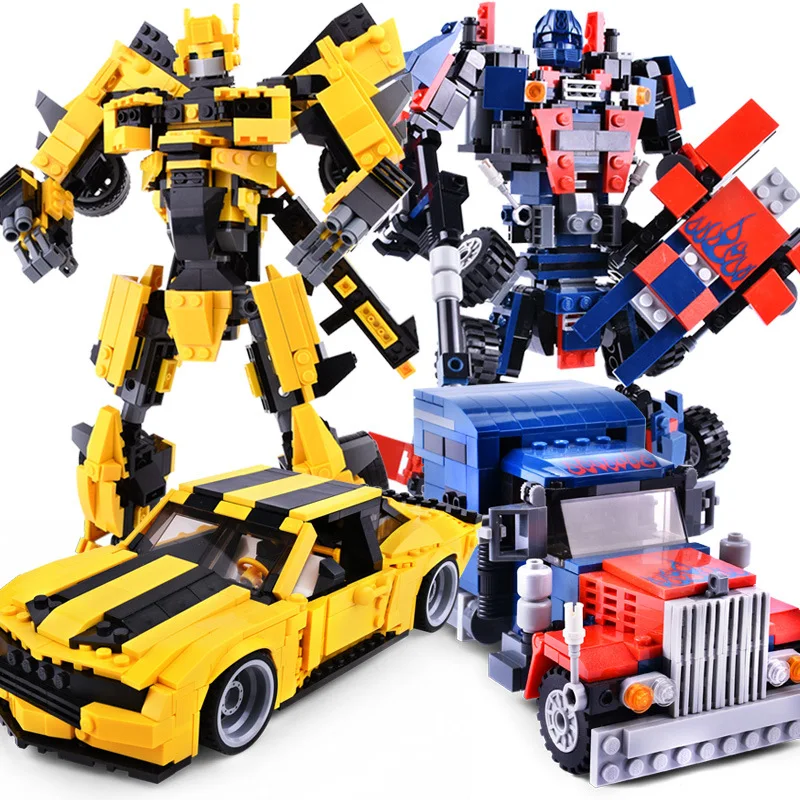 

New 2-in-1 Transformation Serie Building Blocks Set Robot Car Truck Model Deformation Toy for boy compatible with block gift