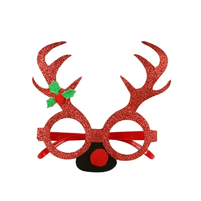 red long antlers Рождественские украшения для взрослых и детей, праздничные игрушки Санта снеговик, рога, очки, праздничное украшение - Цвет: red long antlers