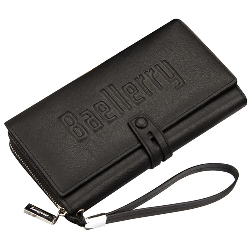 

Baellerry Men Long Wallets and Purses Male Leather Business Long Wallet Clutch Mobile Phone Bag for Men