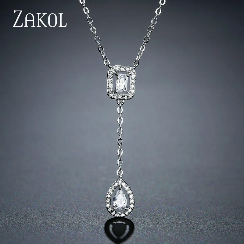 Модный дизайнерский комплект ювелирных изделий от бренда ZAKOL, серьги с чешским камнем, браслет и кольцо на запястье для женщин, помолвка, FSSP3011 - Окраска металла: Necklace White