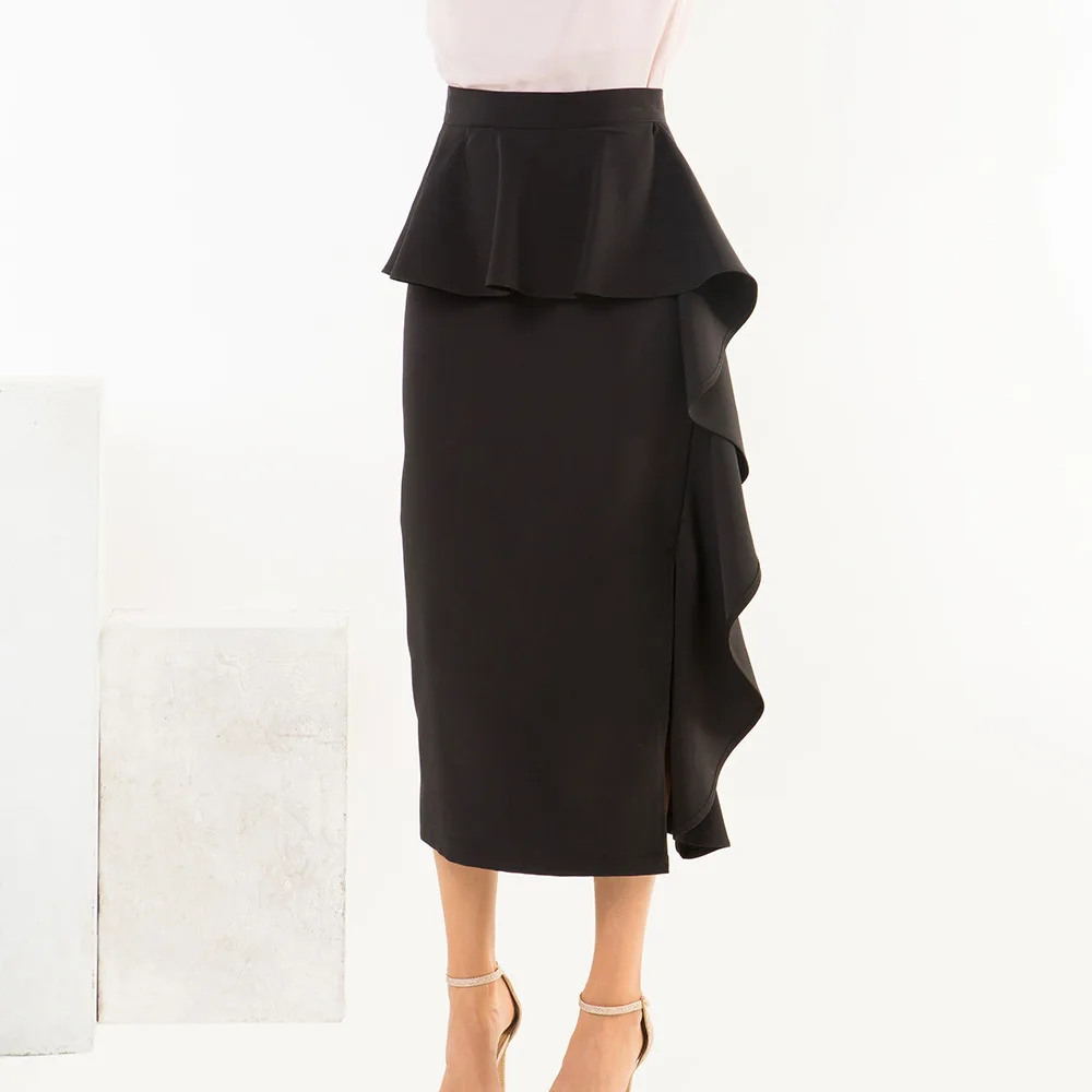 

Short Asymmetrical Skirt Set Large Size 3xl 4xl Ladies Puff Sleeve Blouse Suit 2 Piece Set Women Office Wear Two Piece Outfits