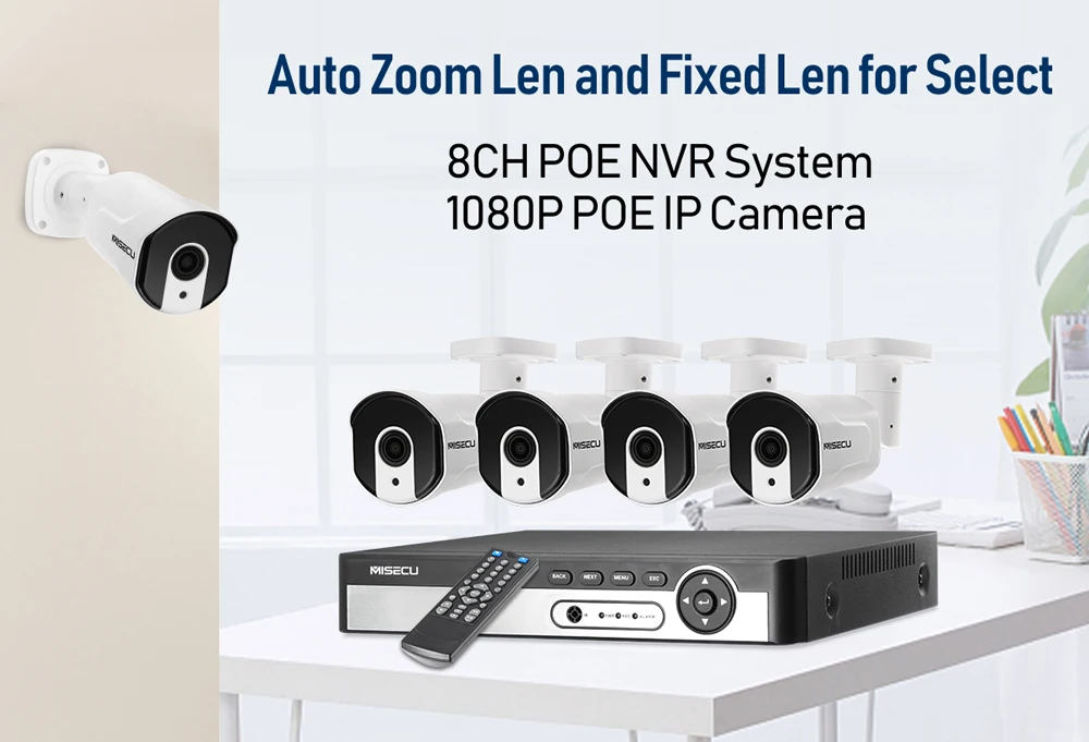 MISECU 8CH 1080P POE Система видеонаблюдения IP камера 2,8 мм-12 мм моторизованный Автоматический зум объектив P2P ONVIF Комплект ночного видения наблюдения