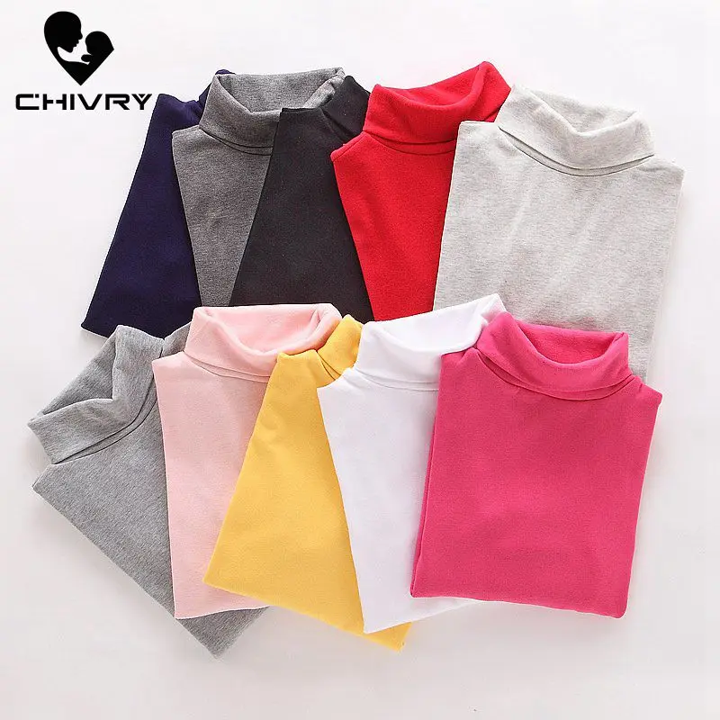 Camiseta lisa a la moda para ni&ntilde;os y ni&ntilde;as, camisetas informales de manga larga con cuello redondo, primavera y oto&ntilde;o, 2022-0