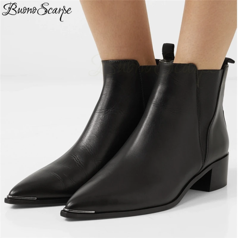 Buono Scarpe/женские черные кожаные ботинки Челси Ботильоны Jensen Botas Mujer Короткие с
