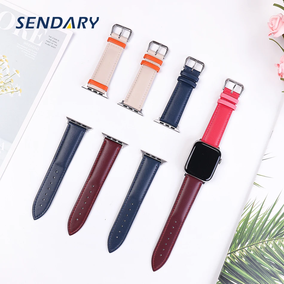 Кожа спортивный ремешок для наручных часов Apple Watch версии SE 4/5/6 с соединяющей