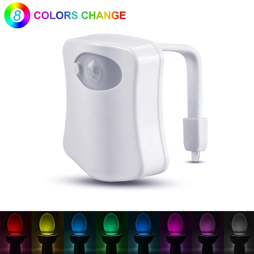 Светодиодный Ночной светильник с датчиком движения лампа для унитаза 8 цветов