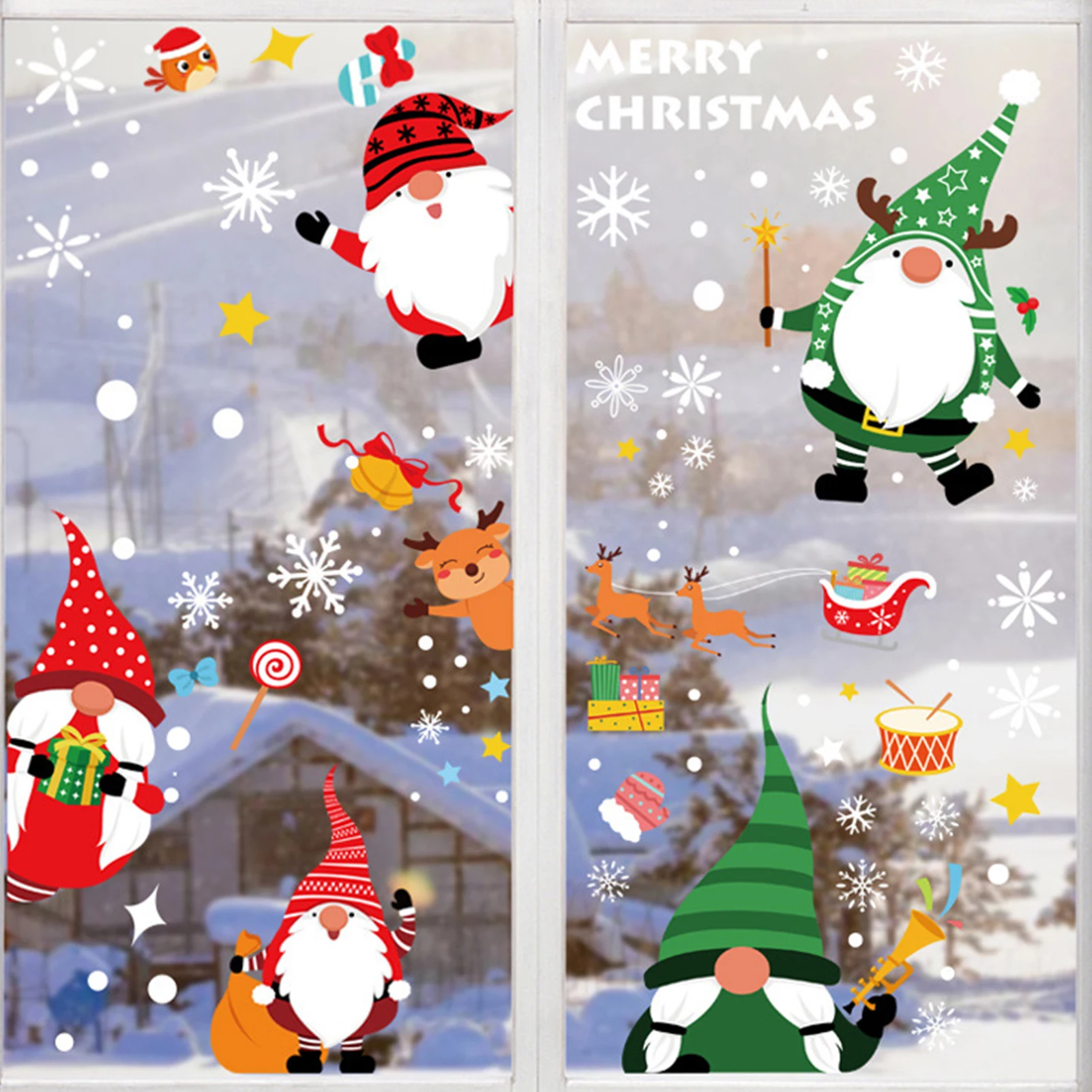 

1 Набор статических наклеек Санта-Клаус, лось, рождественские стеклянные украшения для окон, статические наклейки, декоративные наклейки дл...
