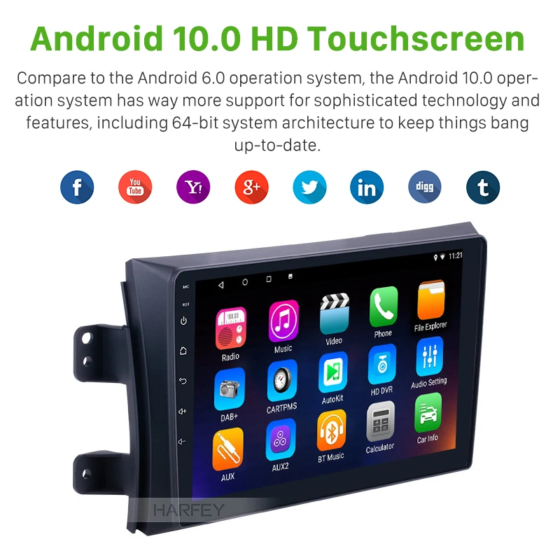 Harfey Android 10 0 9 &quot2Din автомобильное радио для 2006 2017 2012 Suzuki SX4 GPS мультимедийный плеер