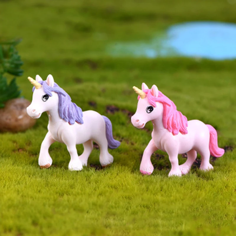 Миниатюрный 2 шт Lover Pony Pegasus Единорог пластиковый ремесленный Декор Аксессуары